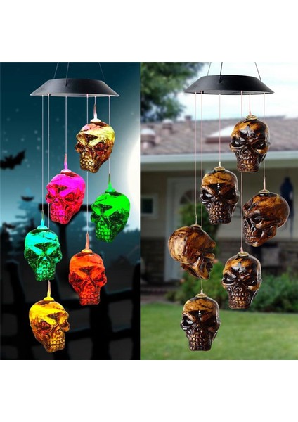 Cadılar Bayramı Kafatası Iskeleti LED Güneş Rüzgar Çanları Cadılar Bayramı Açık Hava Veranda Bahçe Bahçe Için (Yurt Dışından) fırsatları