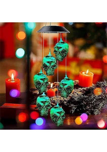 Cadılar Bayramı Kafatası Iskeleti LED Güneş Rüzgar Çanları Cadılar Bayramı Açık Hava Veranda Bahçe Bahçe Için (Yurt Dışından) indirimleri