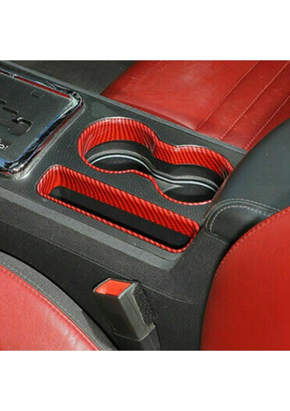 Kırmızı Karbon Araba Su Bardağı Tutucu Paneli Kapak Döşemesi Dodge Challenger 2009-2014 (Yurt Dışından)
