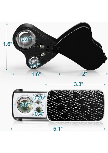 3 Paket Mücevher Büyüteci, 30X 60X 90X Aydınlatmalı Mücevher Gözü Büyüteci, Uv Siyah Işık ve Değerli Taşlar Için Parlak LED Işık (Yurt Dışından) modelleri