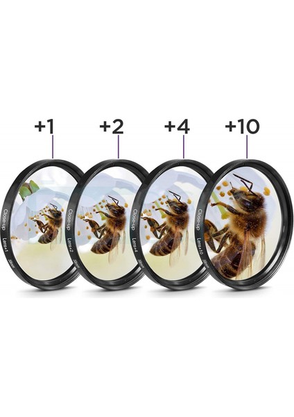 Evrensel Kamera Makro+1+2+4+10 Yakın Çekim Lens Filtresi 4'ü 1 Arada Yakın Çekim Lens 58MM Çeşitli Kameralara Uygun (Yurt Dışından) fırsatları