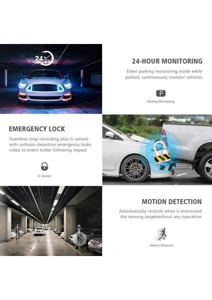 3 Kanal Araba Dvr Kamera, 1080P Araç Kamerası Ir Gece Görüşlü 3 Yollu Araç Kamerası, Döngü Kayıt, Park Monitörü (Yurt Dışından) indirimleri