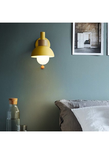 Oturma Odası Sundurma Koridor Lambası Iskandinav Minimalist Modern Yatak Odası Başucu Lambası Macaron Duvar Lambası (Sarı) (Yurt Dışından) indirimleri