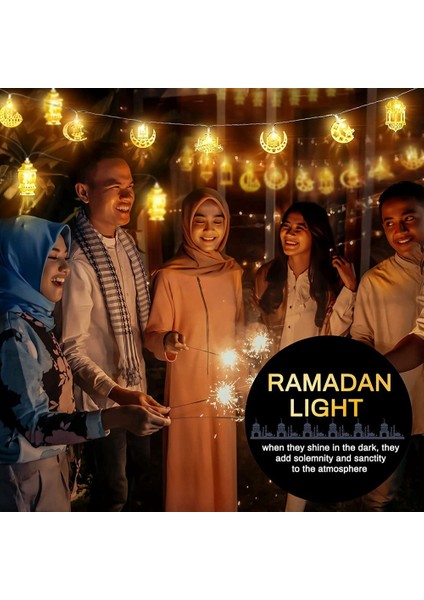 10 LED Altın Ramazan Süslemeleri Bayram Dekoru Yıldız Ay Fener Ramazan Işıkları Pil ile Çalışan, Ramazan Parti Işık Dizisi (Yurt Dışından)