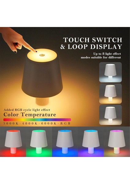 LED Kablosuz Şişe Işık Dokunmatik Masa Lambası Rgb ve 3 Renkli Şişe Lamba Iç/dış Mekan Restoranlar ve Lar Için Siyah (Yurt Dışından)