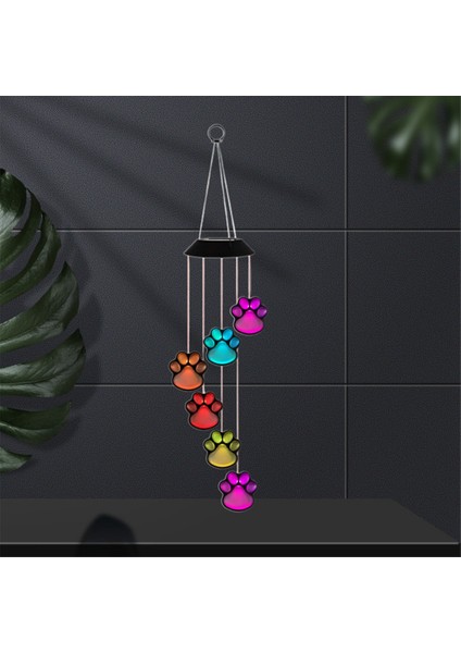 Güneş LED Rüzgar Ahenge Lambası Paws Baskı Güneş Rüzgar Ahenge Kediler Köpek Pet Pawprint Güneş IP65 Su Geçirmez Asılı (Yurt Dışından) fırsatları