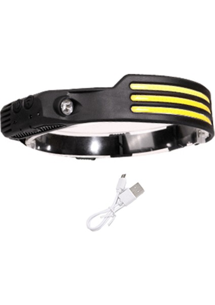 Indüksiyon Kafa Işık Lambası Cob Kafa Işık Lambası Far El Feneri USB Şarj Edilebilir Kafa Feneri (Beyaz Işık) (Yurt Dışından)