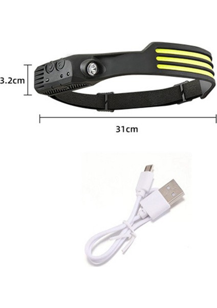 Indüksiyon Kafa Işık Lambası Cob Kafa Işık Lambası Far El Feneri USB Şarj Edilebilir Kafa Feneri (Beyaz Işık) (Yurt Dışından) fiyatları