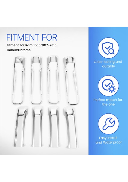 Araba Kapı Kolu Kılıfı Dış Kapı Kolu Döşemesi Dodge Ram 1500 2017-2010 Krom (Yurt Dışından) indirimleri