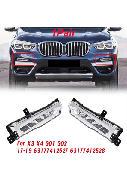 Araba Ön Tampon LED Gündüz Farı Bmw X3 X4 G01 G02 17-19 Araba Sürüş Lambası LED Drl Sis Lambası 63177412528 R (Yurt Dışından) indirimleri
