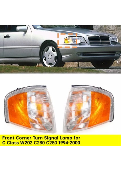 Çift Ön Köşe Lambası Dönüş Sinyal Lambası Mercedes Benz C Sınıfı W202 C230 C280 1994-2000 A2028261143 A2028261243 (Yurt Dışından)