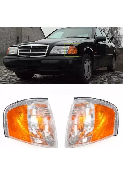 Çift Ön Köşe Lambası Dönüş Sinyal Lambası Mercedes Benz C Sınıfı W202 C230 C280 1994-2000 A2028261143 A2028261243 (Yurt Dışından)