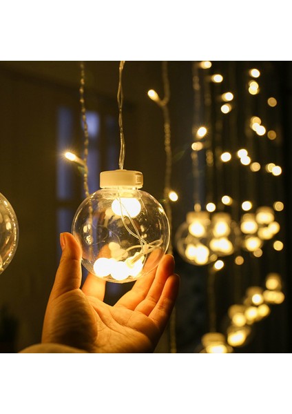 12 LED Dileğiyle Top Perde Dize Işıkları 2.5 M Yatak Odası Ev Partisi Düğün Dekoratif Atmosfer Dize Işıkları Ab Tak (Yurt Dışından)
