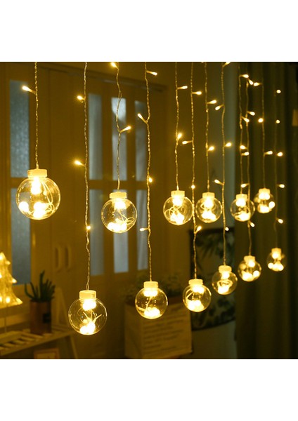 12 LED Dileğiyle Top Perde Dize Işıkları 2.5 M Yatak Odası Ev Partisi Düğün Dekoratif Atmosfer Dize Işıkları Ab Tak (Yurt Dışından)