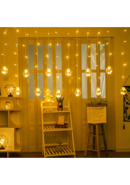 12 LED Dileğiyle Top Perde Dize Işıkları 2.5 M Yatak Odası Ev Partisi Düğün Dekoratif Atmosfer Dize Işıkları Ab Tak (Yurt Dışından)