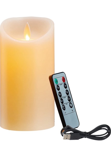 LED Mumlar, Titreşen Alevsiz Mumlar, Şarj Edilebilir Mum, Uzaktan Kumandalı Gerçek Balmumu Mumları, 12,5cm A (Yurt Dışından)