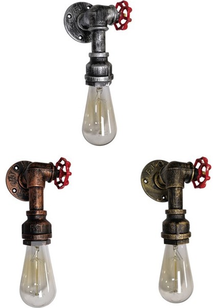 Vintage Su Borusu Duvar Lambası Musluk Şekli Steam Punk Loft Endüstriyel Demir Pas Retro Ev Dekorları Paslı Gümüş (Yurt Dışından) fiyatları