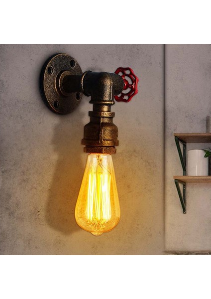 Vintage Su Borusu Duvar Lambası Musluk Şekli Steam Punk Loft Endüstriyel Demir Pas Retro Ev Dekorları Paslı Gümüş (Yurt Dışından) modelleri
