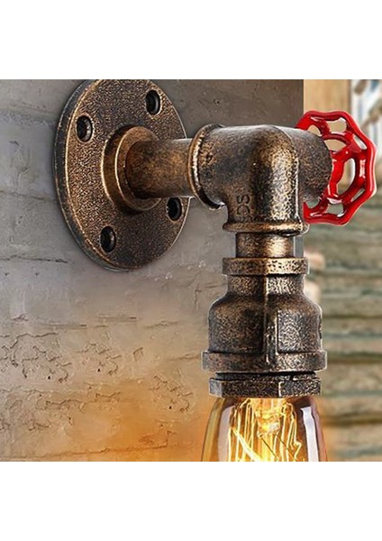 Vintage Su Borusu Duvar Lambası Musluk Şekli Steam Punk Loft Endüstriyel Demir Pas Retro Ev Dekorları Paslı Gümüş (Yurt Dışından) fırsatları