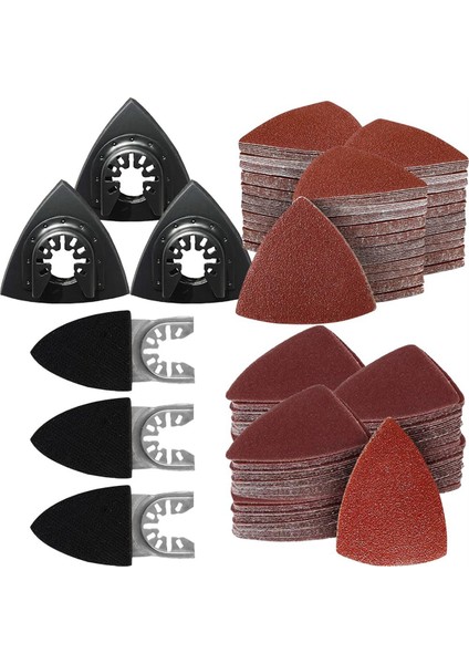 156 Adet Salınımlı Alet Zımpara Pedi Seti, 3 Adet Üçgen Zımpara Pedi ve 3 Adet Parmak Zımpara Pedi, 150 Adet Zımpara Kağıdı (Yurt Dışından)