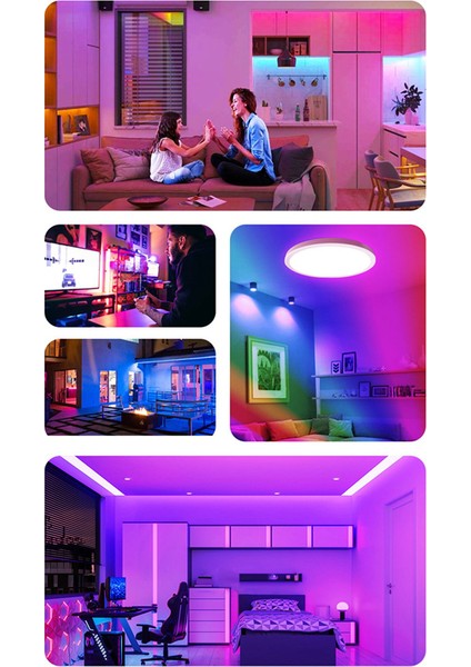12 Inç 28W Rgb+3cct LED Tavan Işık 85V-265V 3000K/4000K/6500K Üç Tonlu Işık Yatak Odası Çalışma Balkon Tavan Işık (Yurt Dışından)
