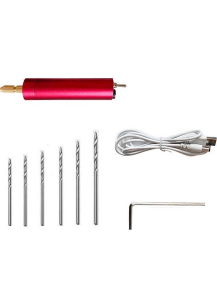 Kendin Yap Mini Elektrikli Matkap El Sanatları Reçine Takı Ahşap El Sanatları Aleti USB Matkap Gravür Kalemi Için Elektrikli Matkap Aleti (Kırmızı) (Yurt Dışından)