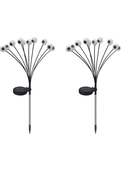 2 Paket 20LED Güneş Cadılar Bayramı Yol Işığı Rüzgarla Sallanan, Bahçe Yard Veranda Için Su Geçirmez Güneş Cadılar Bayramı Kazık Işığı, B (Yurt Dışından)