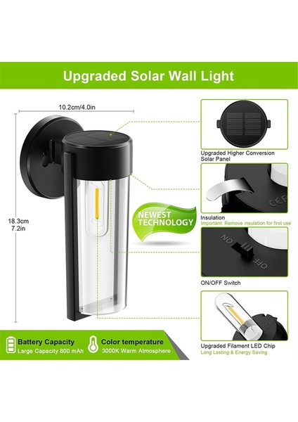 4 Adet LED Güneş Enerjili Duvar Montajlı Işık Açık Hava Güneş Enerjili Otomatik Açma/kapama Su Geçirmez Bahçe Dekorasyon Direk Veranda Işıkları (Yurt Dışından) fırsatları