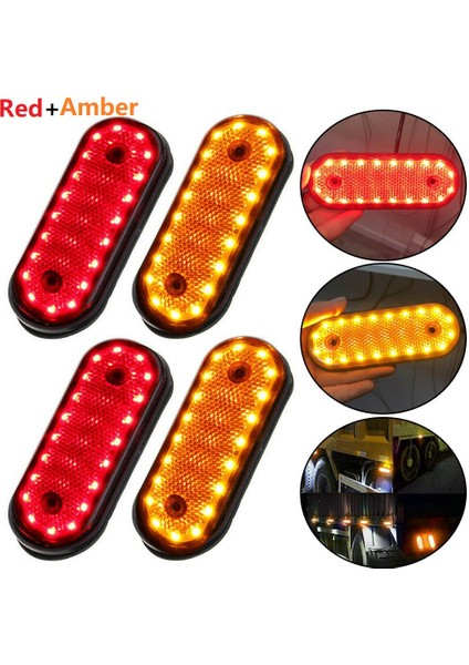2 Kırmızı 2 Kehribar Işaretleme Işık Yan Işaretleyici 20LED 24V Trusk Lambası Kamyonet Yan Işaret Işıkları Kamyon Için (Yurt Dışından) indirimleri