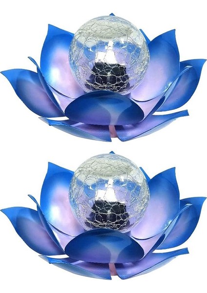 2 Adet Güneş Çiçek Işıkları, 2 Adet Lotus Güneş Işığı, Su Geçirmez Bahçe Yard Lotus Lambaları Süs Bahçe Için Mavi (Yurt Dışından)