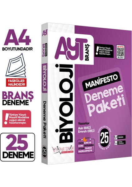 2026 Yks Ayt Biyoloji 25LI Manifesto Branş Deneme Paketi Çözümlü Fasikül Seti