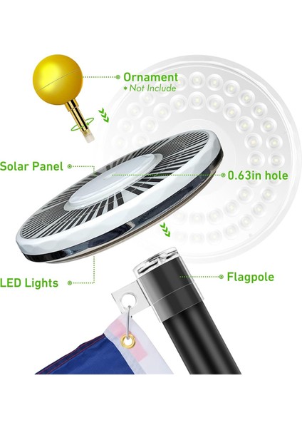 Bayrak Direği Işığı Güneş Enerjili Spot Işığı Açık Hava, 48 LED Su Geçirmez Güneş Bayrak Direği Işığı, Üstten Monteli Bayrak Direği Güneş Işığı (Yurt Dışından) fiyatları