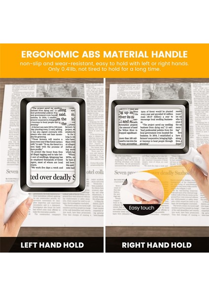 20LED Işıklı 4x Şarj Edilebilir Büyüteç, Elde Taşınabilir Dikdörtgen Sayfa Işıklı Büyüteç, 3 Parlaklık Modu (Yurt Dışından) fırsatları