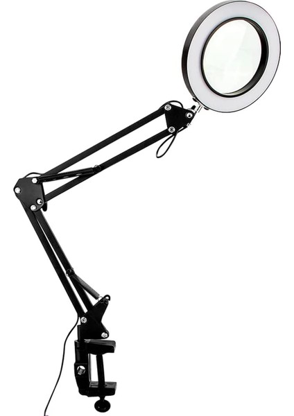 Işık ve Kelepçe ile 10X Büyüteç 3 Renk Modu El Sanatları Okuma Için 10 Parlaklık Ayarlanabilir Büyüteç Masa Lambası (Yurt Dışından)