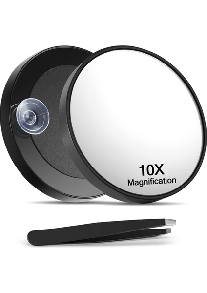 Cımbızlı 10X Büyüteçli Ayna Bakım ve Seyahat Için 2 Vantuzlu Büyütmeli Makyaj Aynası (Yurt Dışından)