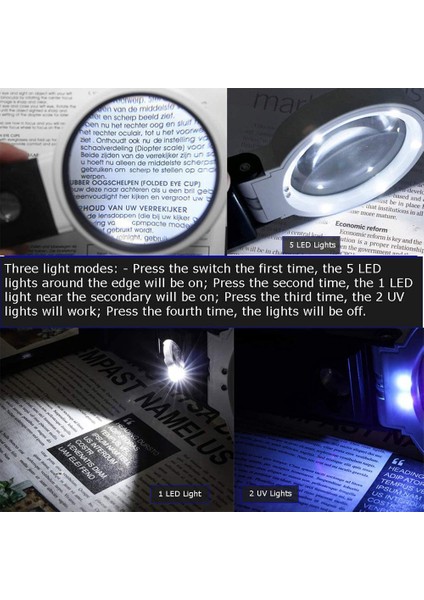 Işıklı ve Standlı Büyüteç, Eller Serbest El Tipi 6x 25X Ayarlanabilir LED Işıklı Katlanır Büyüteç (Yurt Dışından) modelleri