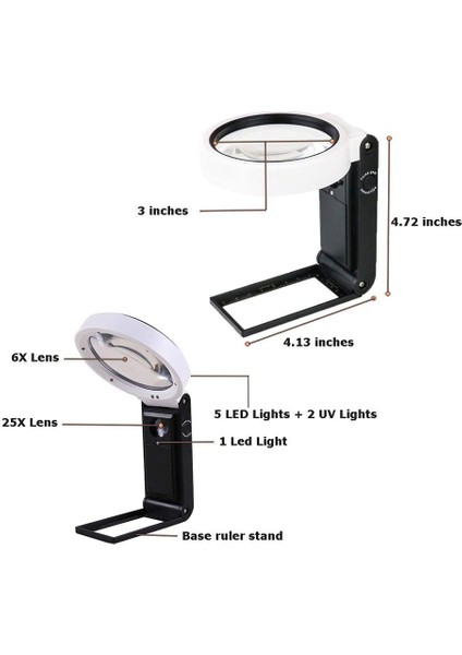 Işıklı ve Standlı Büyüteç, Eller Serbest El Tipi 6x 25X Ayarlanabilir LED Işıklı Katlanır Büyüteç (Yurt Dışından) indirimleri