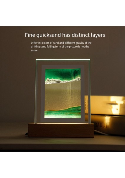 Kum Sanatı Hareketli Gece Lambası El Sanatları Quicksand 3D Manzara Akan Kum Resim Kum Saati Hediye LED Masa Gece Lambası, Yeşil (Yurt Dışından)