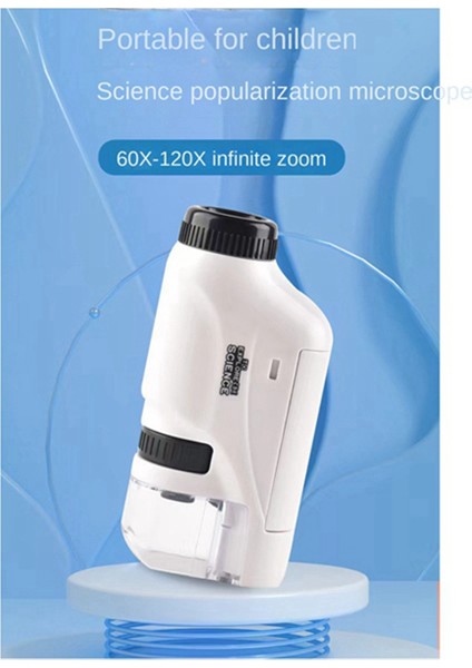 El Mikroskobu Bilim Laboratuvarı Mini El Akülü Çocuk Mikroskobu Beyaz (Yurt Dışından)