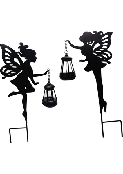 2 Adet Metal Peri Güneş Işığı Dış Mekan Dekorasyon Metal Peri Bahçe Bahis Hissesi Işık Çim, Veranda, Avlu (Yurt Dışından)