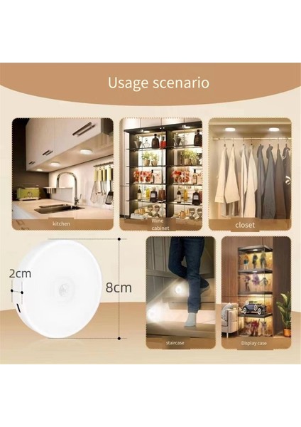 LED Uzaktan Kumandalı Üç Renkli Dolap Işığı, Hareket Sensörlü Şarj Edilebilir Işık, Tezgah Altı Işık (6'lı Paket) (Yurt Dışından)