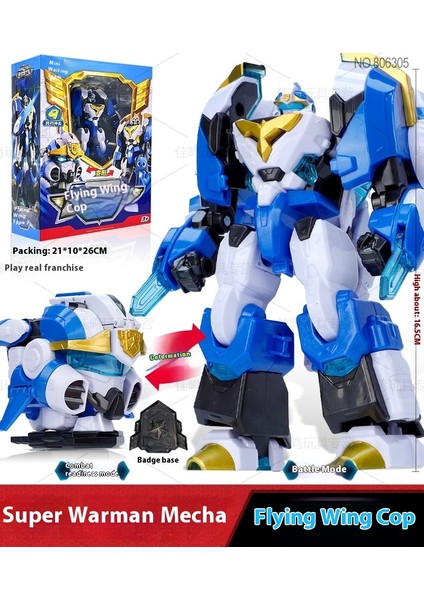 Mini Gizli Servis Süper Troopers King Power 7 Devriye Troopers Oyuncak Polis Arabası Mecha Dönüşüm Robotu (Yurt Dışından)