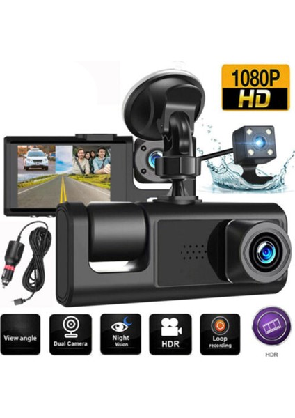 Araba Dvr Hd 1080P 3-Lens Araç Içi Araç Kamerasıüç Yönlü Kamera Dvr'ler Kaydedici Video Kayıt Cihazı Araç Kamerası Kamera (Yurt Dışından) modelleri
