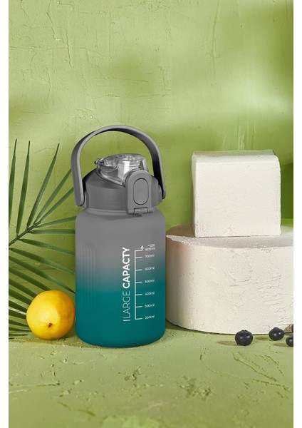 1000 ml Pipetli Motivasyon Matara, Siyah-Mor, Şık ve Tasarım indirimleri