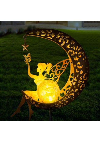 Güneş Enerjili Bahçe Lambası Heykelleri Açık Hava Dekoru, Peri Ay Heykelcik Işık Kazığı, Veranda, Çim, Bahçe Için Eve Taşınma Süsü (Yurt Dışından) modelleri