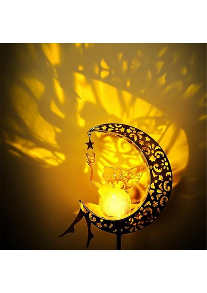 Güneş Enerjili Bahçe Lambası Heykelleri Açık Hava Dekoru, Peri Ay Heykelcik Işık Kazığı, Veranda, Çim, Bahçe Için Eve Taşınma Süsü (Yurt Dışından) fırsatları