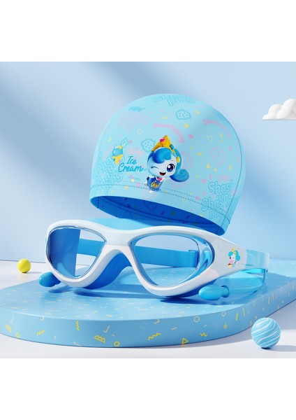 Çocuk Yüzme Gözlüğü Yüzme Şapkası Su Geçirmez Buğu Önleyici Yüzme Gözlükleri Yüzme Dalış Ekipmanları (Yurt Dışından)