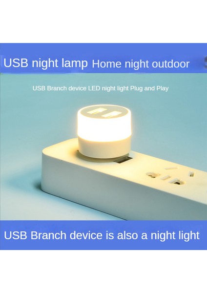 USB Fiş Lamba Bilgisayar Mobil Güç Şarj USB Küçük Kitap LED Göz Koruması Okuma Yuvarlak Gece Lambası, Sıcak Işık (Yurt Dışından)