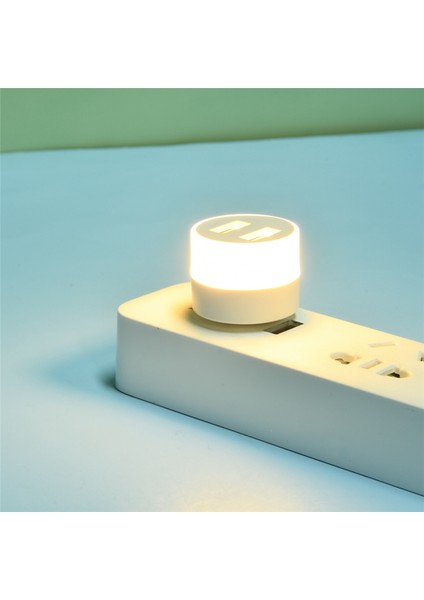 USB Fiş Lamba Bilgisayar Mobil Güç Şarj USB Küçük Kitap LED Göz Koruması Okuma Yuvarlak Gece Lambası, Sıcak Işık (Yurt Dışından)