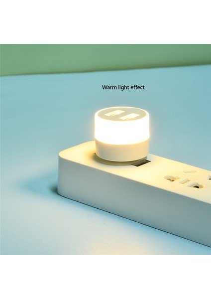 USB Fiş Lamba Bilgisayar Mobil Güç Şarj USB Küçük Kitap LED Göz Koruması Okuma Yuvarlak Gece Lambası, Sıcak Işık (Yurt Dışından)